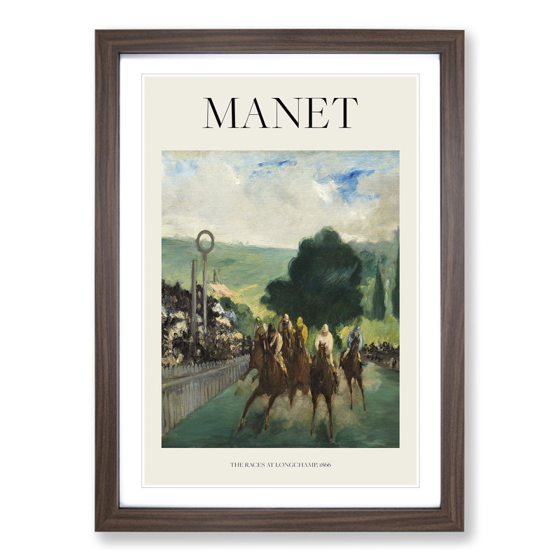 The Races at Longchamp by Edouard Manet - Picture Frame Painting, 48cm H x 36cm W x 2cm D, Walnut Framed