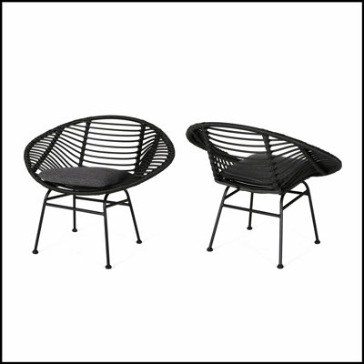 Ensemble de chaises de jardin d'extérieur modernes, en rotin durable et coussins résistants à l'eau pour le confort du patio et du jardin San Antonio