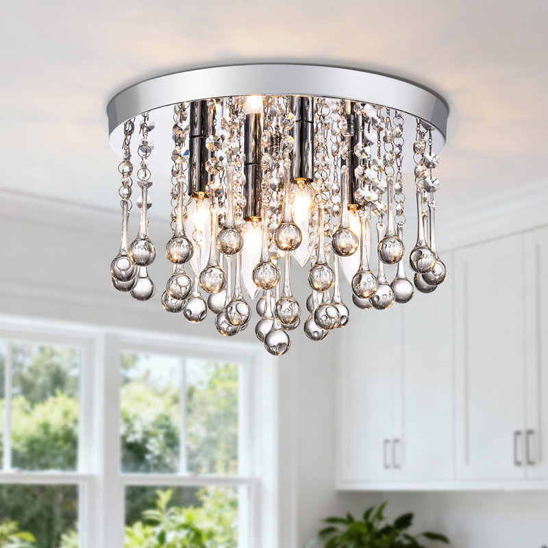 Theodora 11.8" W 4-Light Dimmable Flush Mount , Chrome