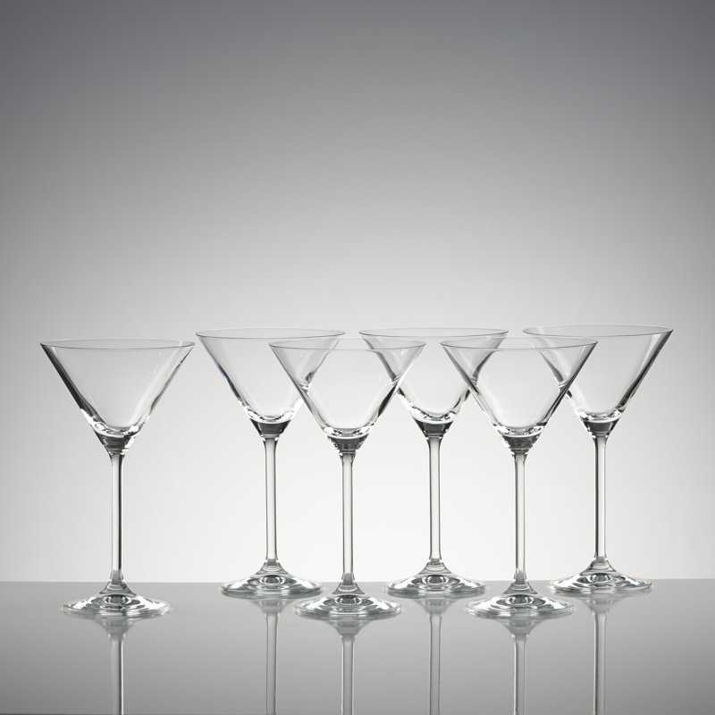 Elegant Clear European Glass Martini Set, 7" Tall