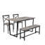 Ensemble de table et de chaises quatre pièces avec dossier, style industriel, structure solide-1070493495