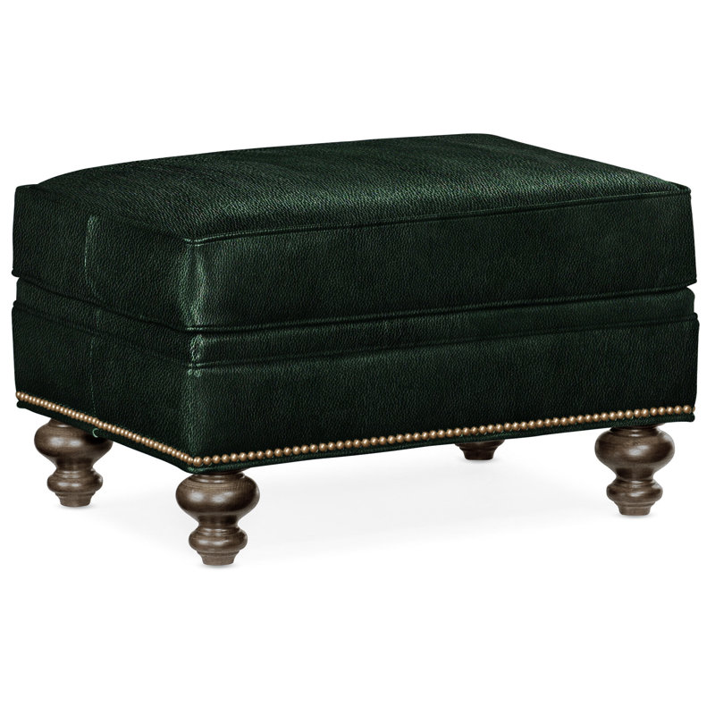 Repose-pieds rectangulaire en cuir véritable 26 "West, Cuir véritable Outsider Raven, Pavées, Naturel