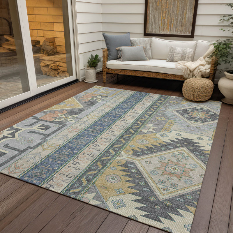 Tapis intérieur / extérieur gris lavable Solara , 2 pi 6 po x 3 pi 10 po