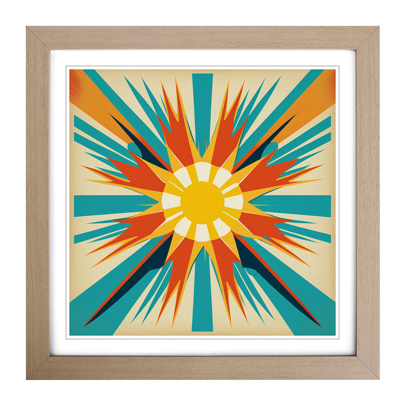 Sun Mid-Century - Framed Print, Oak