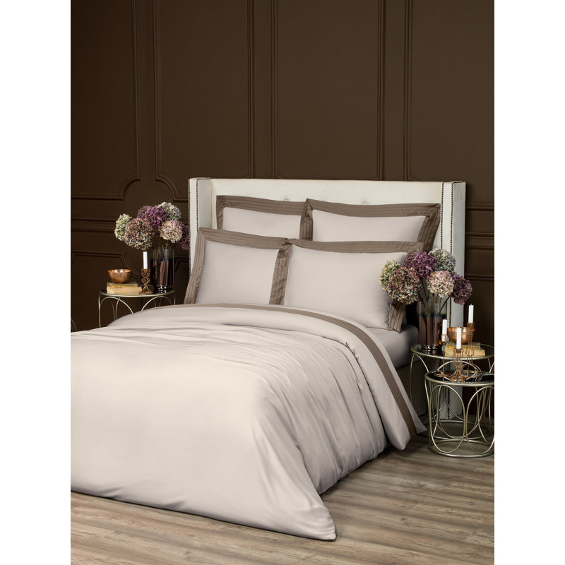 Taie d'oreiller en mélange de lin Eden, Très grand, Beige / Brun