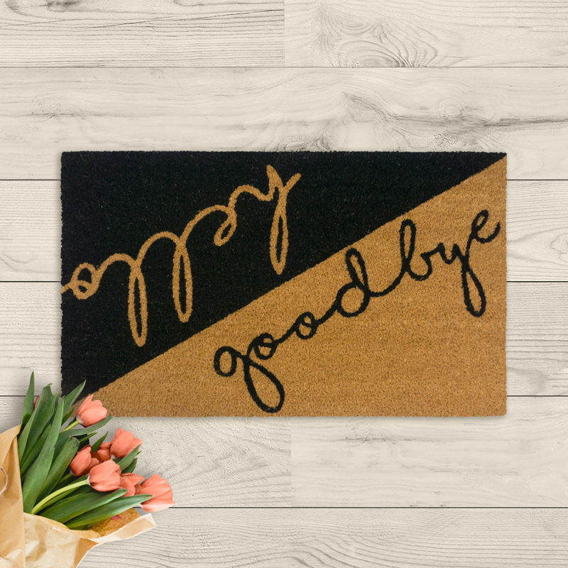 Fußmatte Cocoprint Colori - Natürliche Kokosmatte bedruckt Hello Goodbye 45 x 75 cm