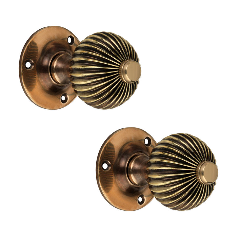 Regency Interior Mortise Door Knob, Aged Brass