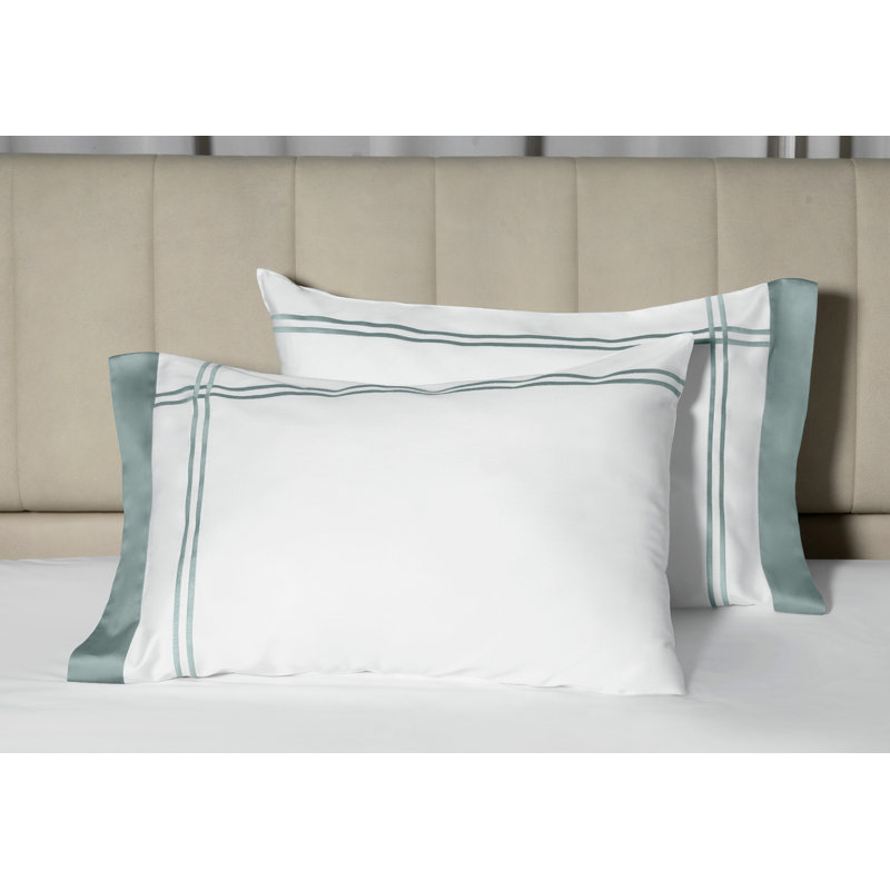 Sinfonia Percale Pillow Case, White/Wilton Blue, King Pillow Case