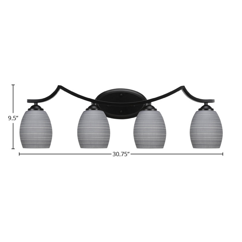 Zilo 4 Light Bath Bar, Gray, Matte Black
