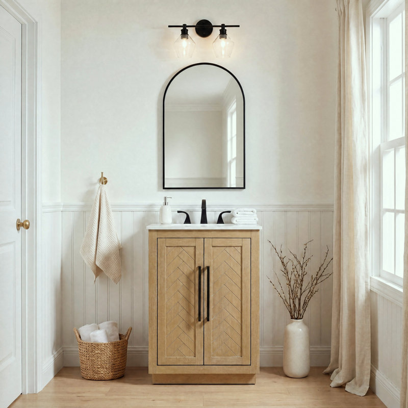 24 inch Single Bathroom Vanity, Linen Oak