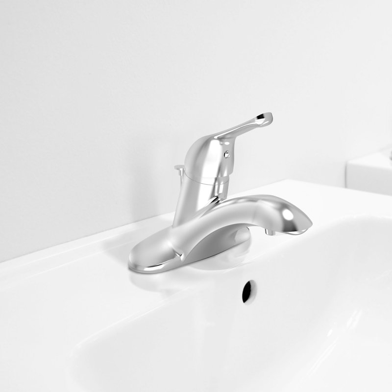 Robinet de salle de bain central avec ensemble de drain Elite, Chrome poli