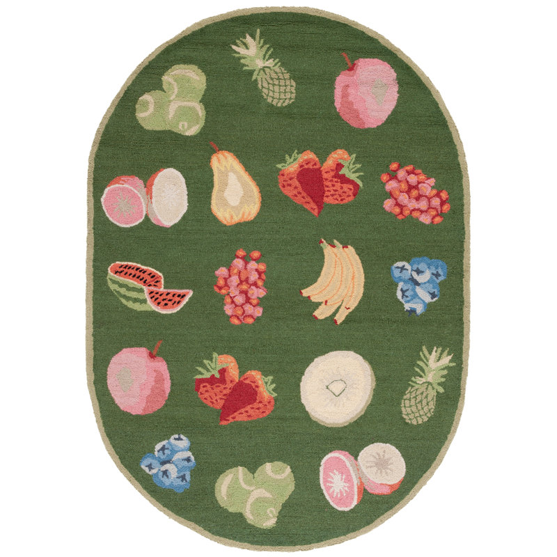 Demitro Hand Hooked Wool Rug, Oval 7'6" x 9'6" 