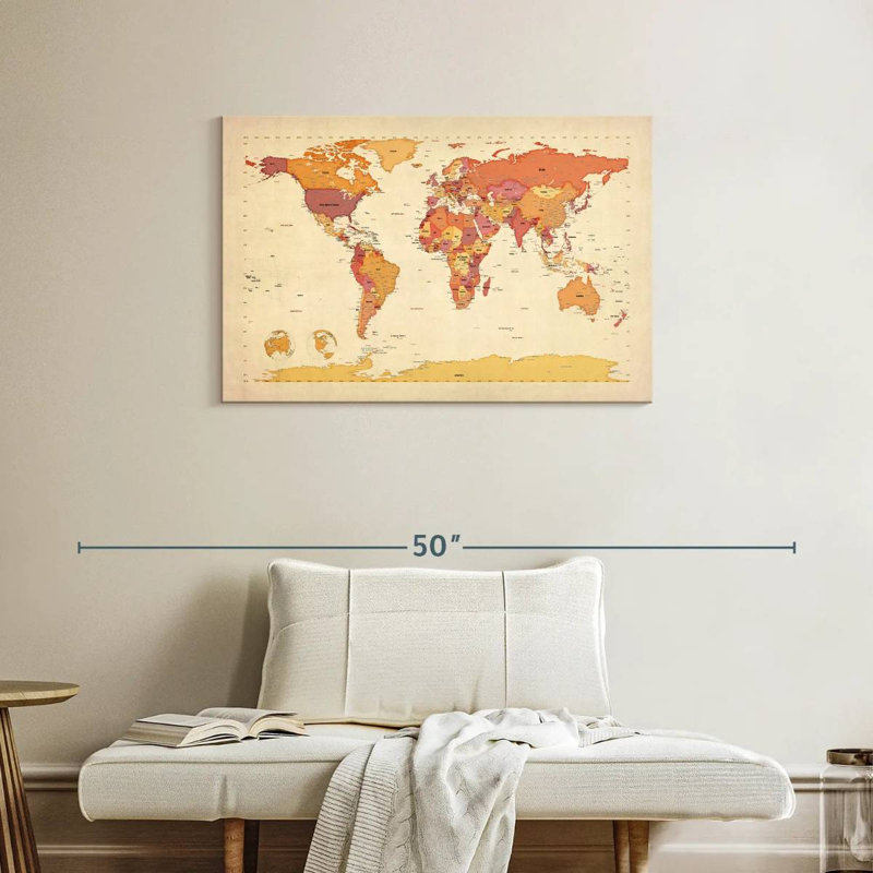 Carte politique du monde I, H 24 po x l 36 po
