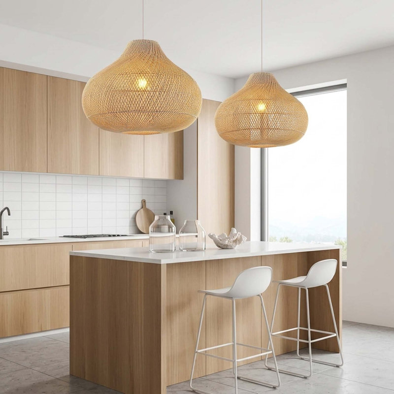 Luminaire suspendu en rotin Raindrop