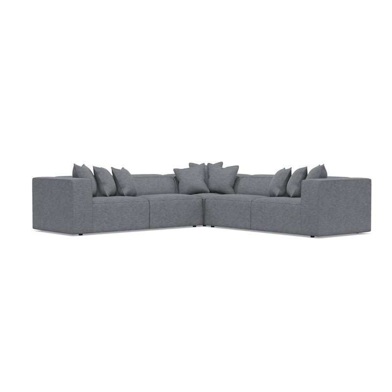 Bernhardt Bliss 3-Piece Fabric Sectional, 28" H x 123.5" W x 123.5" D, Dark Gray Polyester Blend