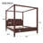 Lagola Queen Size Wood Canopy Bed Frame with Headboard, Four Poster Platform Bed Frame with Wooden Support Slats, No Box Spring Needed, Easy Assembly, Walnut-310431066-310431068