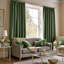 Pencil Pleat Velvet Green Curtains 229 x 229 cm for Living Room, 2 Panels