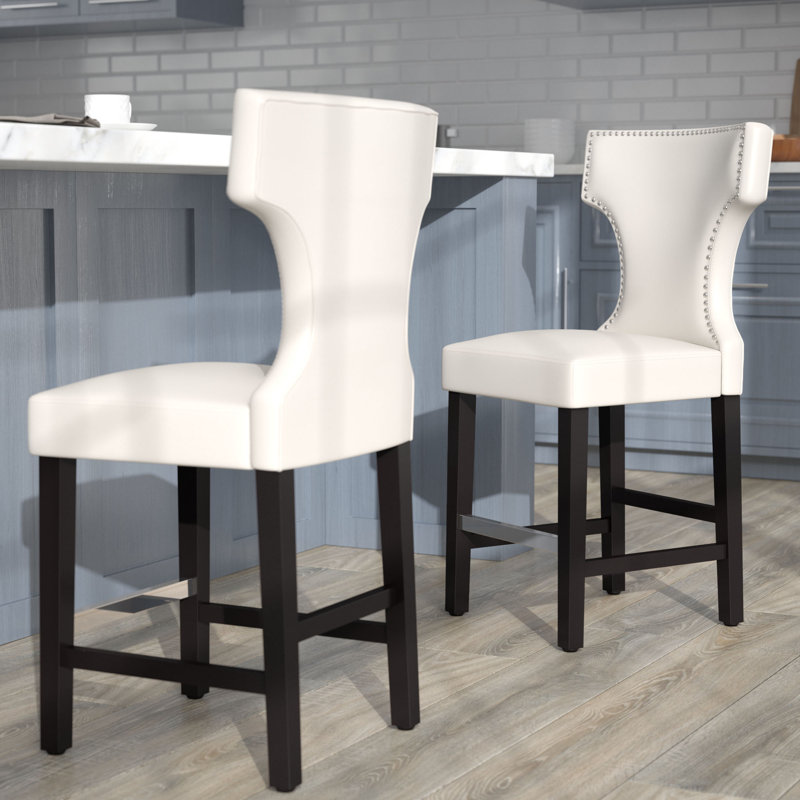 Eccleshall Upholstered Counter Stool, White, Counter Stool (24.25" Seat Height)