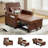 Faux Leather Convertible Chair 3-In-1 Pull Out Sleeper Futon Chair Beds With Usb-1157578032