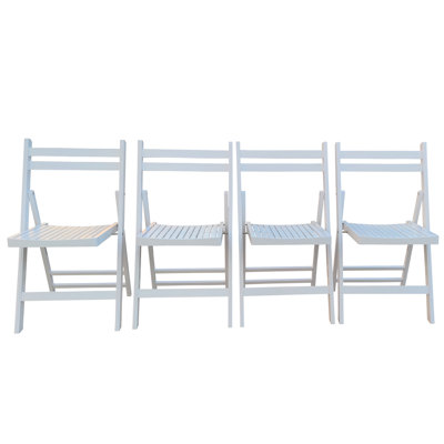 4 chaises pliantes en bois massif blanc - siège à lattes pour plus de durabilité et d'économie d'espace, toutes les occasions, poids léger, capacité de poids de 220 lb pour 4 personnes, convient à l'intérieur et à l'extérieur, charge maximale