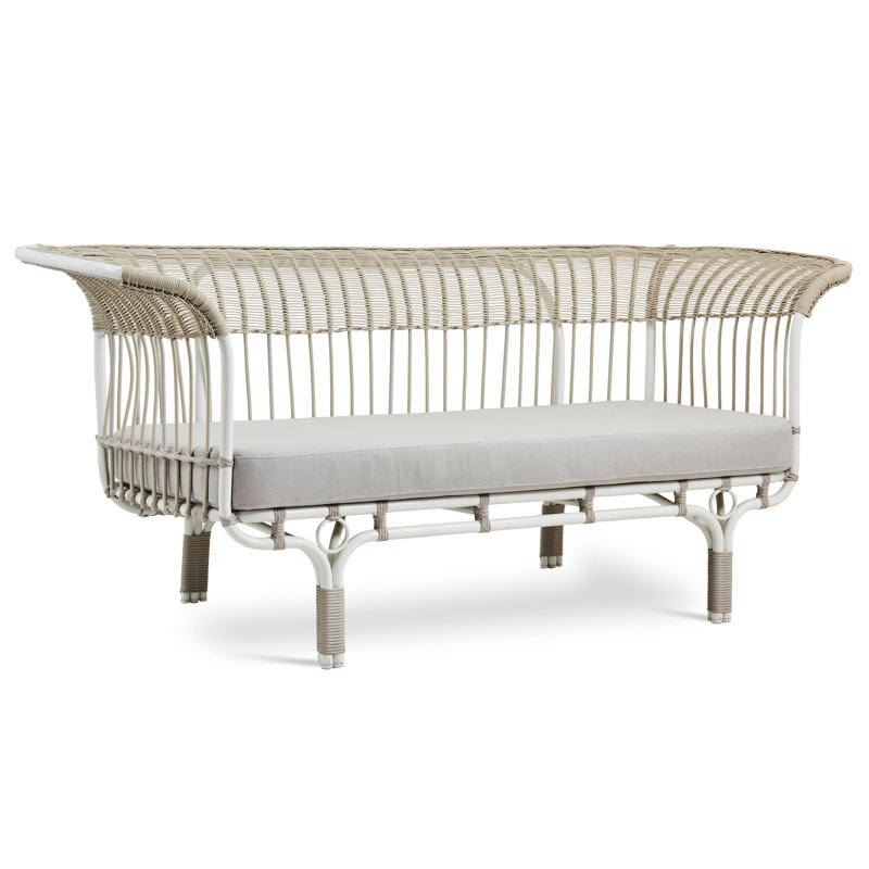 Franco Albini Belladonna Outdoor Sofa, White, Sailcloth Seagull Geometric Sunbrella® Basketweave