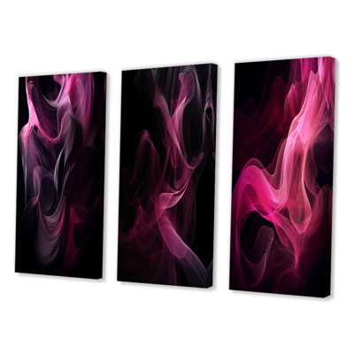 "Rose et noir", 3 pièces sur toile