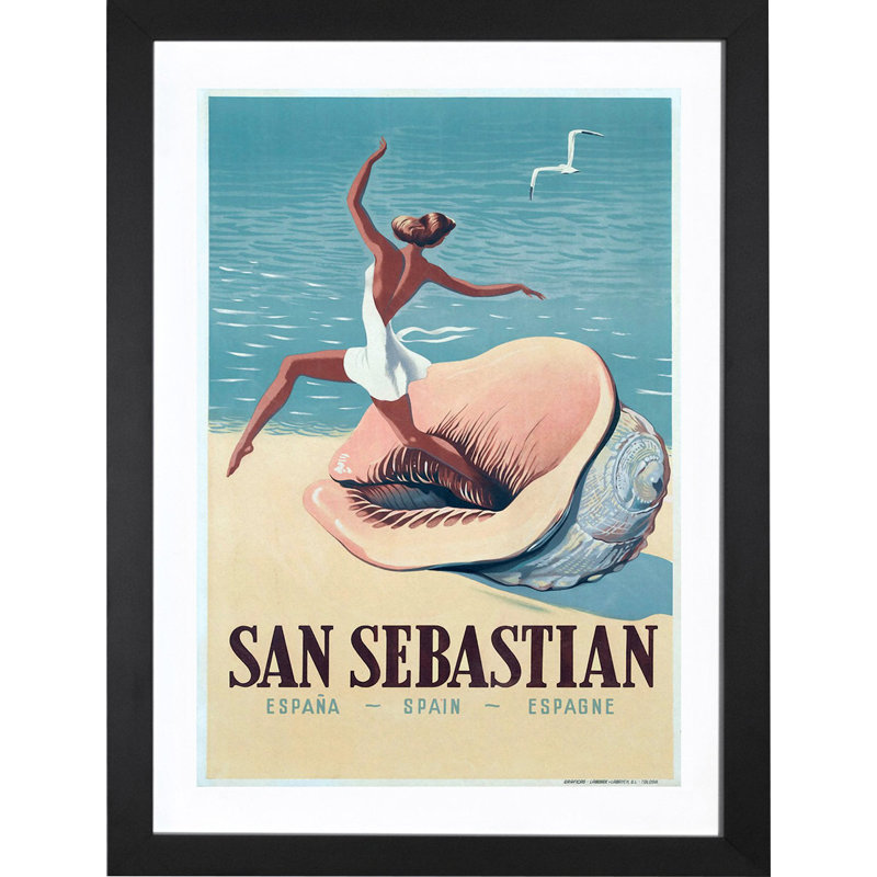 San Sebastian - publicité imprimée, H 24 po x l 16 po x P 1 po, Cadre noir