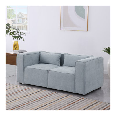 Canapé modulaire en tissu chenille bleu grisâtre, simple et grandiose, l'assise et le dossier sont très doux. c'est aussi un