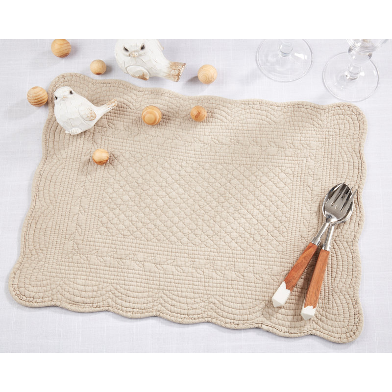 Taupe Quilted Cotton Rectangle Placemats Set of 4