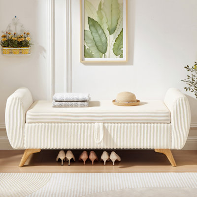 Banc de rangement rembourré en velours côtelé de 57 po