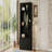 Farmhouse All-in-One Hall Tree with Adjustable Shelves, Retro Arched Entryway Storage Bench with 3 Cabinets, Wooden Coat Rack Organizer with 4 Golden Hooks for Mudroom, Hallway, Black-894272268