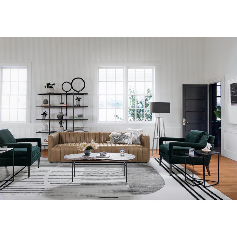 Augustine 97" Sofa, 26.5" H x 97" W x 35" D, Palermo Drift Genuine Leather