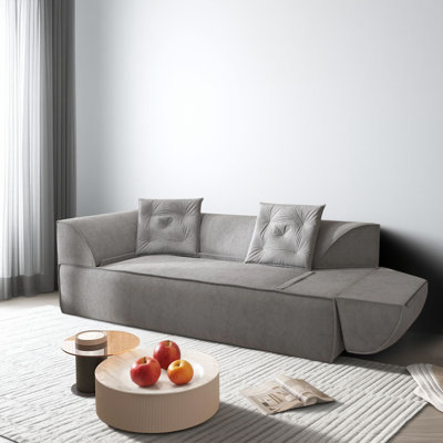 Canapé-lit moderne 79,5 pouces 3-en-1 (gris), tissu chenille brillant + siège profond 3 places, avec 2 coussins, chaise longue convertible, adaptable à de multiples décors et besoins pratiques