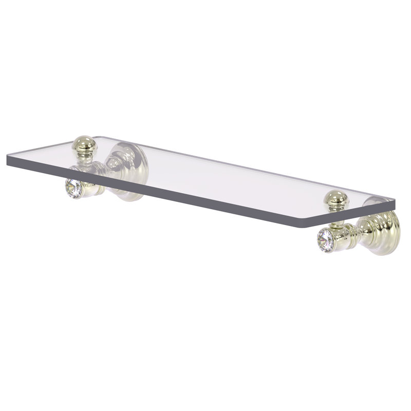 Hertz Glass Bracket Shelf, 2.4" H x 16" W x 5.54" D, Polished Nickel