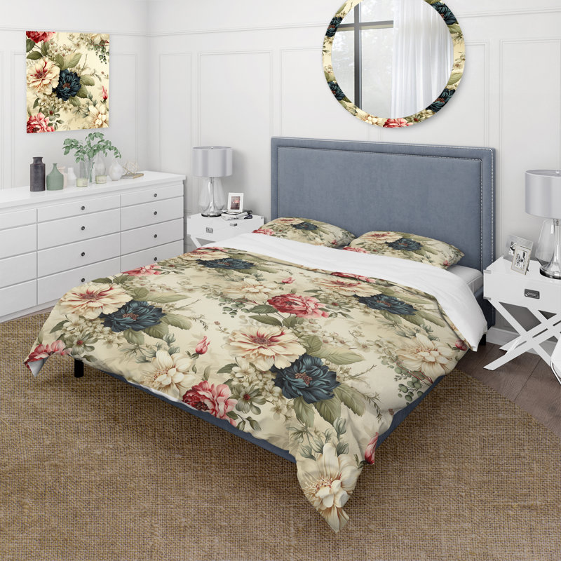 Ensemble de housse de couette en microfibre beige / vert, Housse de couette pour très grand lit et 2 très