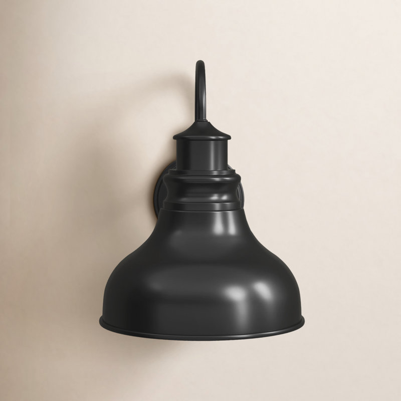 Flavin 17 in. H 1-Light Oil Burnished Bronze and Light Gold Dusk to Dawn Sensor Farmhouse Outdoor Wall Sconce, Durable Steel Shade, Dark Sky Compliant, Exterior Porch Patio Front Door or Garage