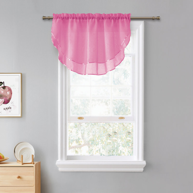 Infinity Solid Tiered Valance Curtain, 55" x 24", Pink