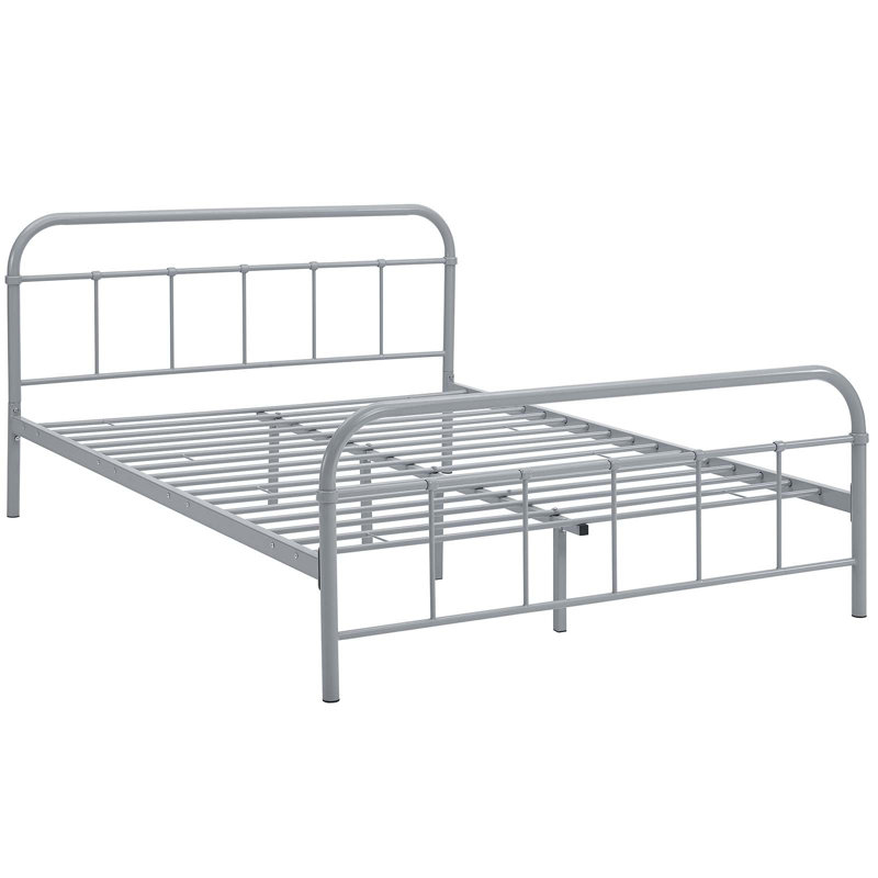 Modway Maisie Stainless Steel Bed Frame, Gray, Full