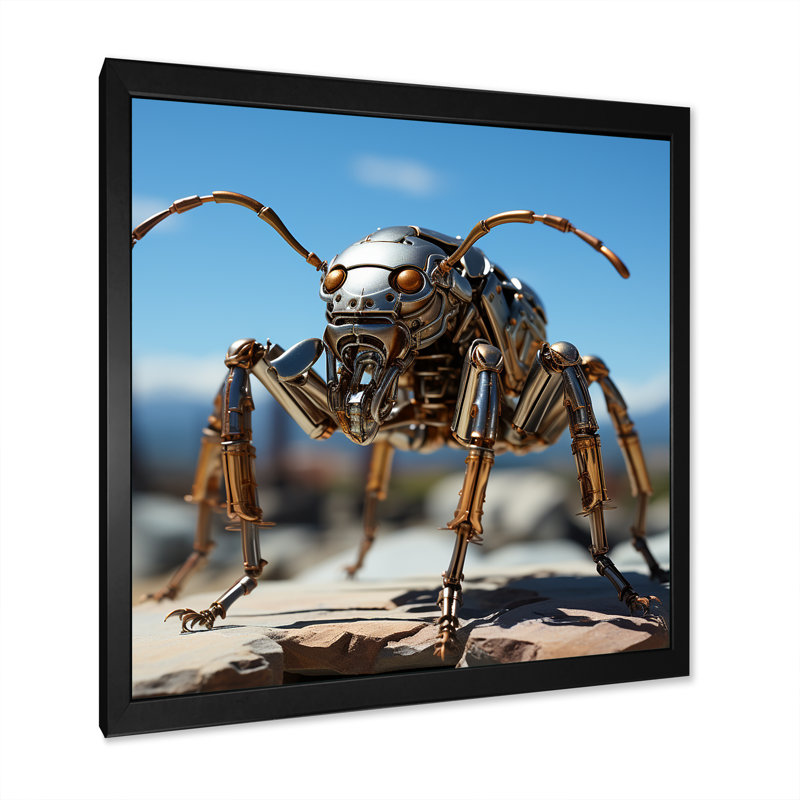 Fourmis industrielles II sur toile, H 16 po x l 16 po x P 1 po, Cadre simple noir
