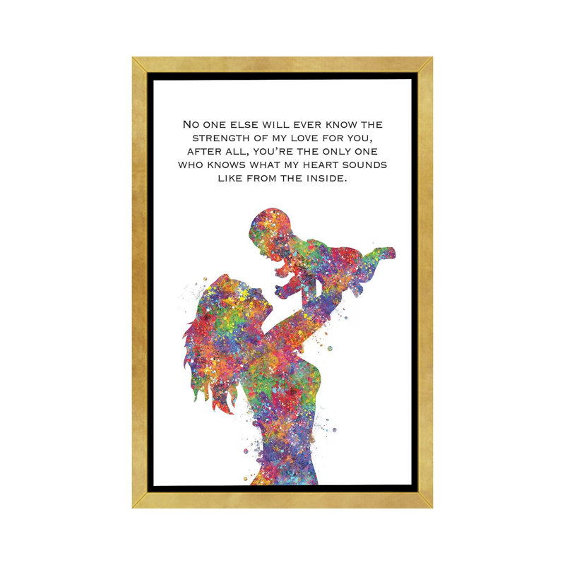 «Mother Baby Quote» - Impression, Encadrement doré, H 60 po x l 40po x P 1,5 po