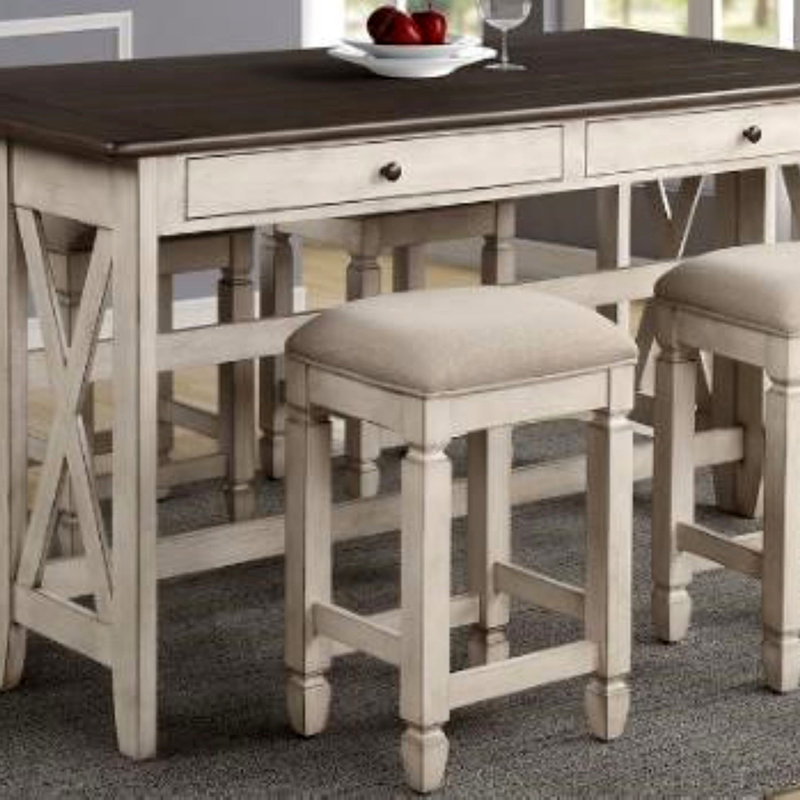 Bernstein Counter Height Drop Leaf Dining Set, Solid Wood Dining Table, 5 Piece Dining Set, Expandable Dining Table, Modern Dining Table, Dining Table with Drawers