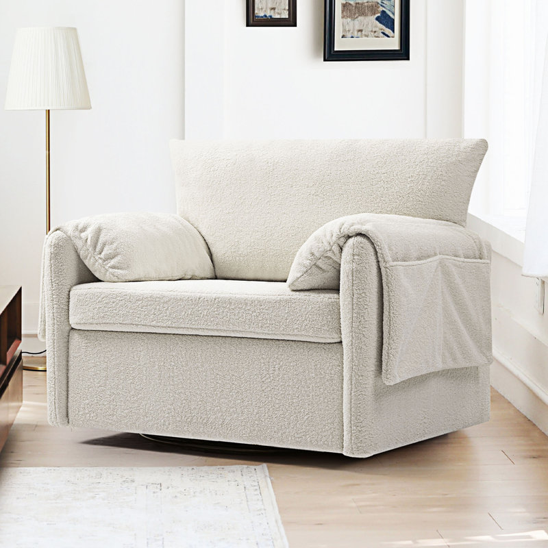 Fauteuil d'appoint pivotant, Blanc Teddy Teddy