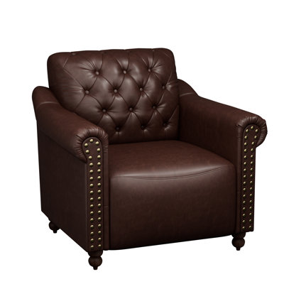 Gulgee 34" W Tufted Leather Armchair
