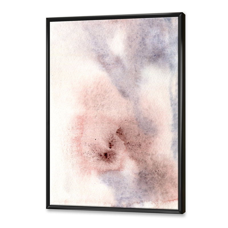 Abstrait pastel avec taches bleu rose, beige et rouges - Peinture sur toile à cadre flottant, H 40 po x l 30 po x 1,5 po