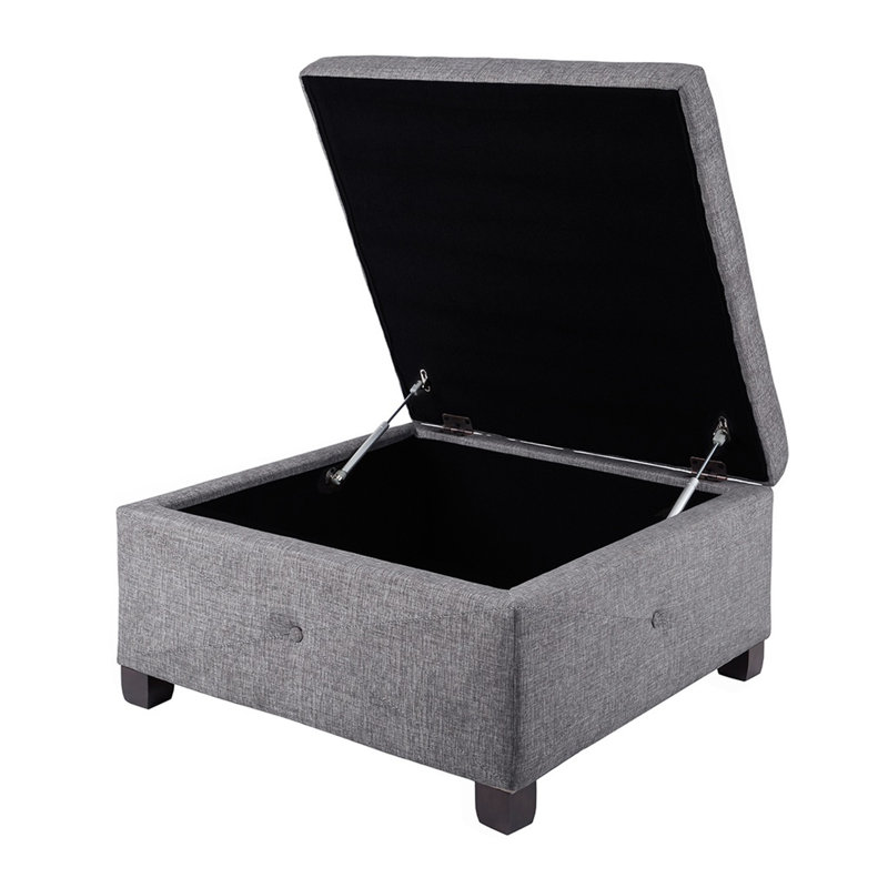 Pouf de rangement à fermeture en douceur, Gris anthracite