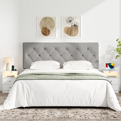 Tête de lit tapissier à hauteur ajustable, gris clair pliable
