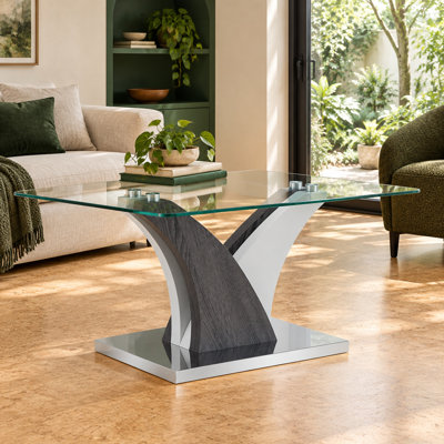Modern Rectangular Tempered Glass Coffee Table