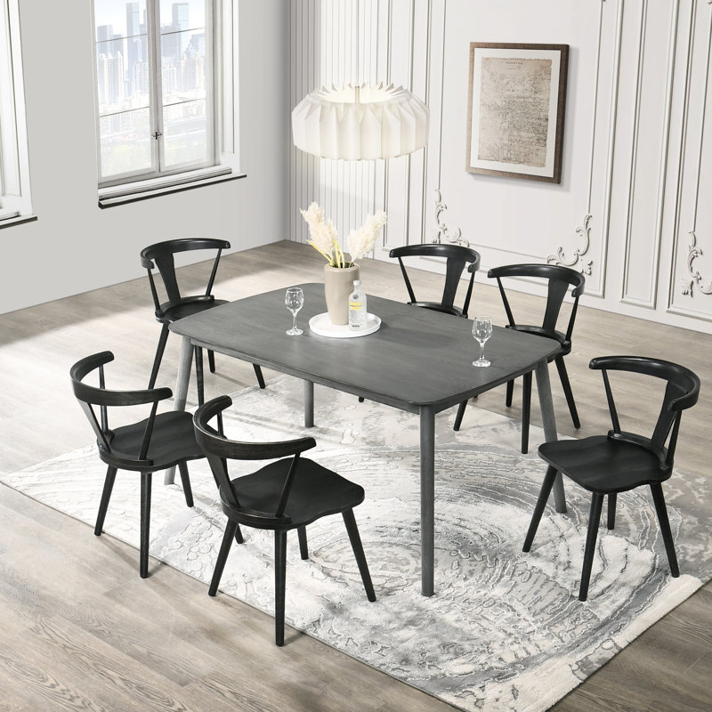 De 2 chaises de salle à manger en bois massif noir avec une saveur rustique rétro, des sièges ergonomiques, une installation simple pour les espaces de la maison