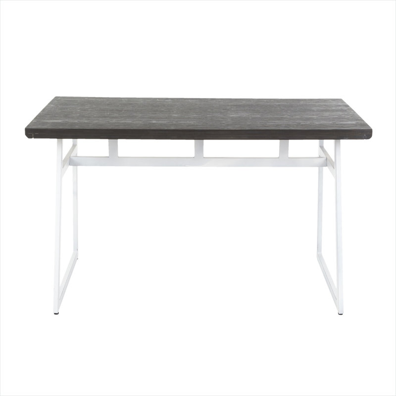 Table de salle à manger rectangulaire pour 4 personnes, plateau en bambou massif brun classique avec base en acier, style industriel à hauteur fixe