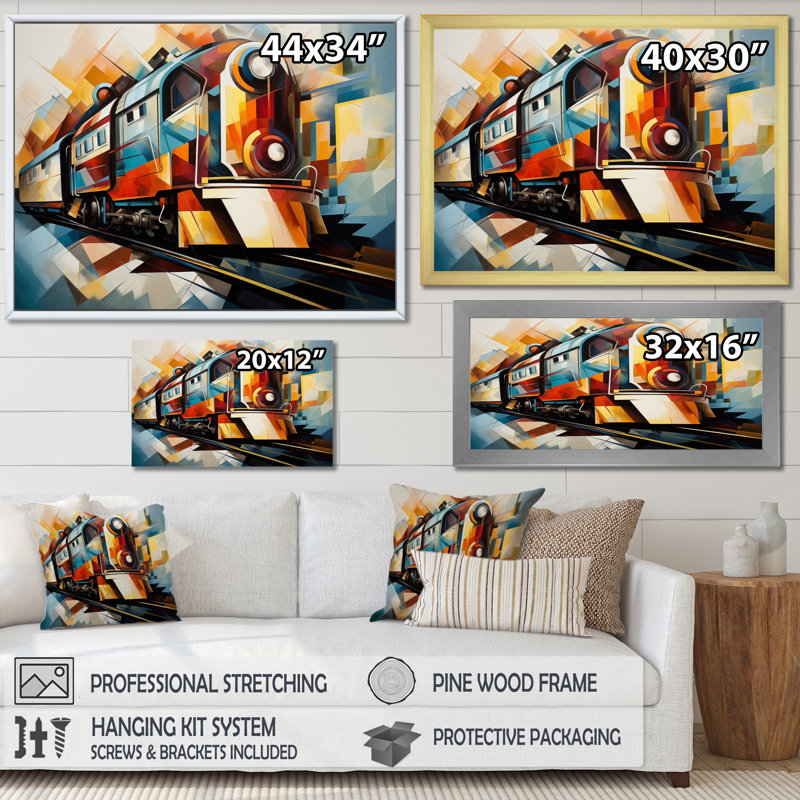 " Abstract Train Cubist Expressions II ", 12" H x 20" W x 1" D, Wrapped Canvas